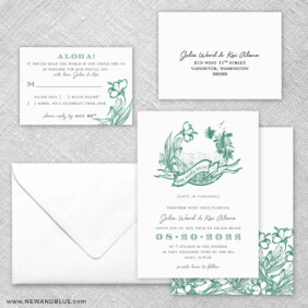 Aloha 5 Wedding Invitation And Rsvp Card