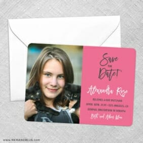 Modern Bat Mitzvah Save The Date Party Card