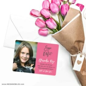 Modern Bat Mitzvah Save The Date Cards With Envelope
