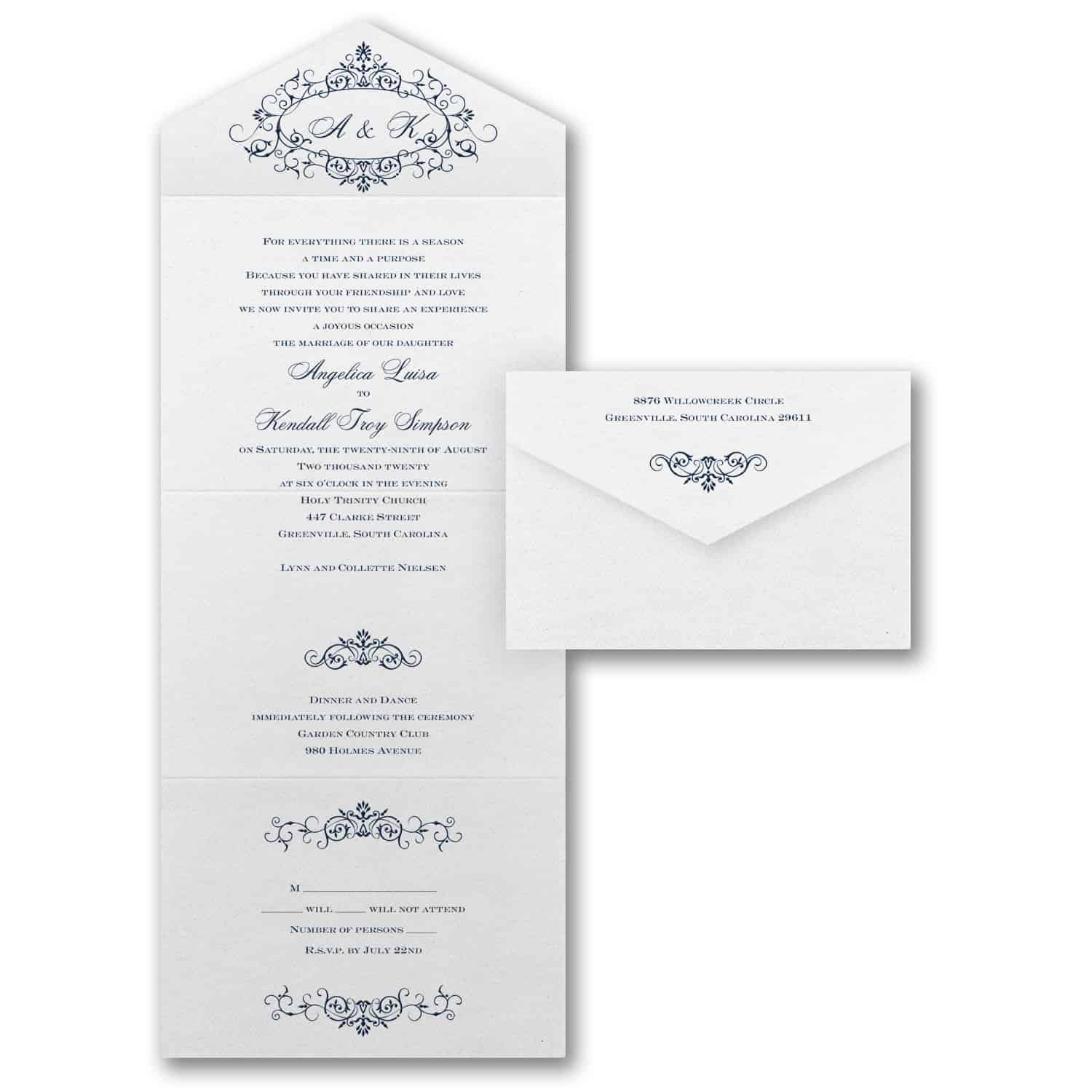 All in One Wedding Invitations | RSVP + Invitation Combined