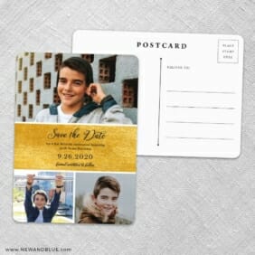 Union Square Bar Mitzvah NB Save The Date Wedding Postcard Front And Back