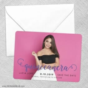 Handwriting Quinceanera Save The Date Party Card
