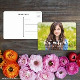 Handwriting Bat Mitzvah Save The Date Postcard With Back Etsy