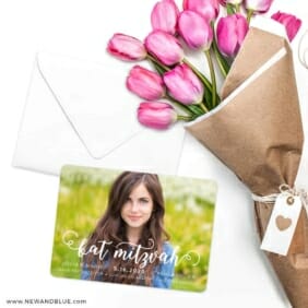 Handwriting Bat Mitzvah Save The Date Cards With Envelope