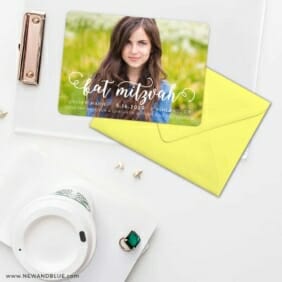 Handwriting Bat Mitzvah Save The Date Cards And Optional Color Envelopes