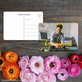 Handwriting Bar Mitzvah Save The Date Postcard With Back Etsy