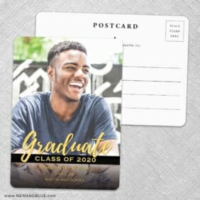Modern Grad Save The Date Wedding Postcard Front And Back