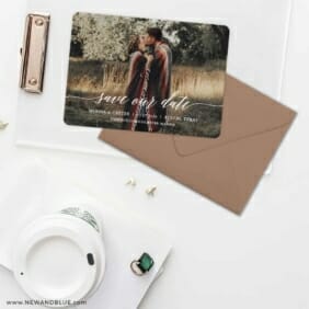Scripted Romance Save The Date Cards And Optional Color Envelopes