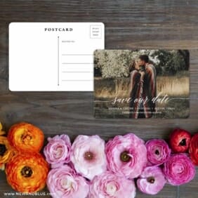 Scripted Romance Save The Date Postcard With Back