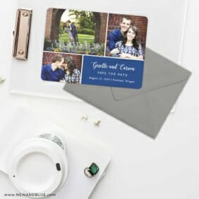 Trio Collage Save The Date Cards And Optional Color Envelopes