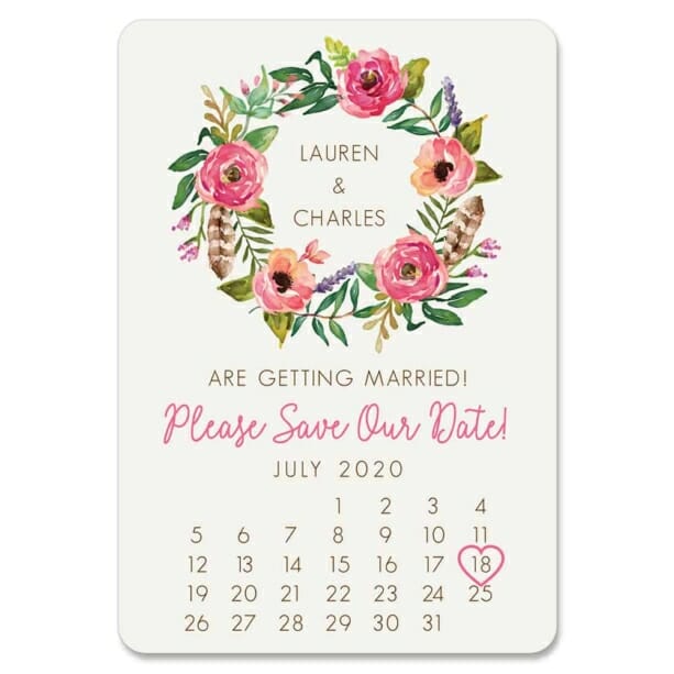Floral Calendar 1 Save The Date Magnets