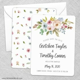 Watercolor Flowers Save The Date Wedding Card