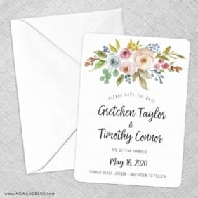 Watercolor Flowers Save The Date Party Card