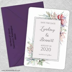 Botanical Frame Nb 5 Save The Date With Optional Color Envelope