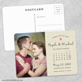 Sweetheart Calendar Save The Date Wedding Postcard Front And Back