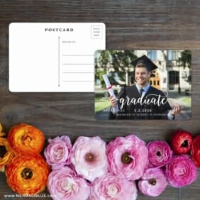 Handwriting Graduation Save The Date Postcard With Back