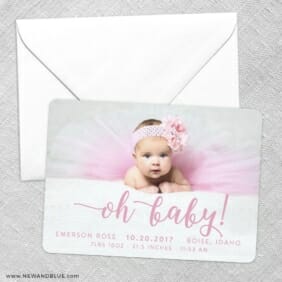 Handwriting Baby Save The Date Party Card