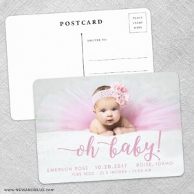 Handwriting Baby Save The Date Wedding Postcard Front And Back