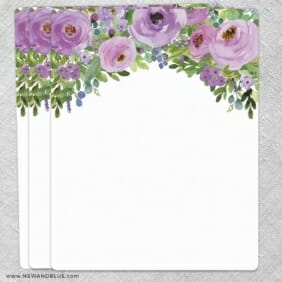 Bright Blooms Invitation Purple Blank Cardstock Quantity 3 Size 11 X 14