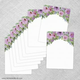 Bright Blooms Invitation Purple Blank Cardstock Portrait Quantity 10 Size 5.25 X 7.25