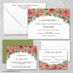 Bright Blooms Invitation Red Wedding Invitation And Rsvp