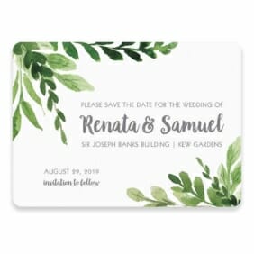 Greenery Save The Date Postcard In Color Gray