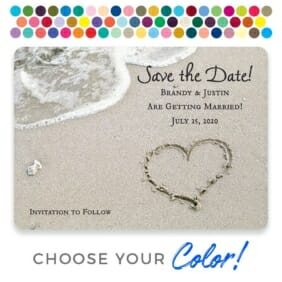 Heart On Beach Save The Date With Envelope Customizable Color