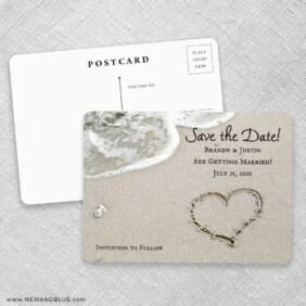 Heart On Beach Save The Date Postcards No Envelope Needed