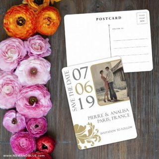 Timeless Romance Save The Date Postcard With Back