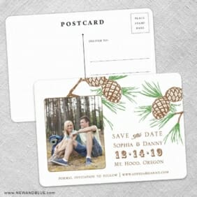 Timberline Save The Date Wedding Postcard Front And Back