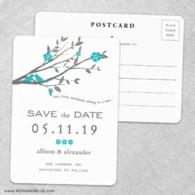 Songbird Save The Date Wedding Postcard Front And Back