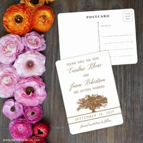 Oak Tree Save The Date Postcard With Back