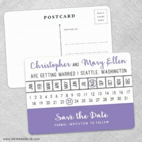 Modern Calendar Save The Date Wedding Postcard Front And Back