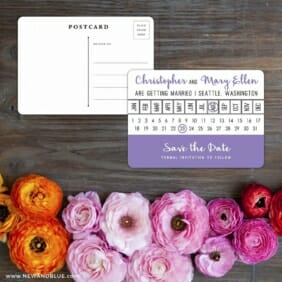 Modern Calendar Save The Date Postcard With Back