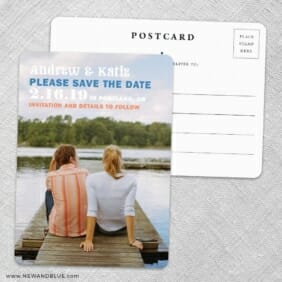 Mirror Lake Save The Date Wedding Postcard Front And Back