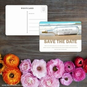 Message In A Bottle Save The Date Postcard With Back