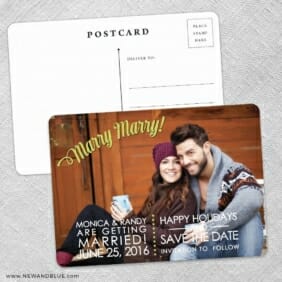 Marry Marry Save The Date Wedding Postcard Front And Back
