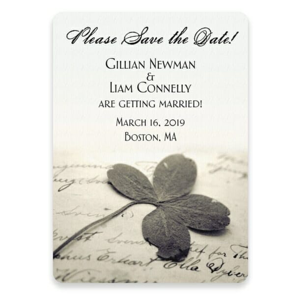 Lucky Clover Save The Date Postcards