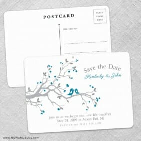 Love Birds Save The Date Wedding Postcard Front And Back