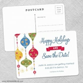 Jingle Bells Save The Date Wedding Postcard Front And Back