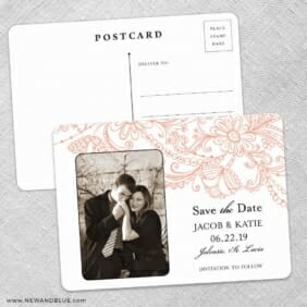 Jalousie Save The Date Wedding Postcard Front And Back