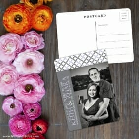 Hugs And Kisses Save The Date Postcard With Back