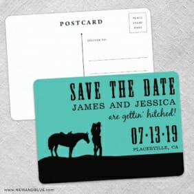 Hitched Save The Date Wedding Postcard Front And Back