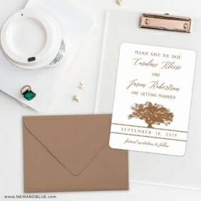 Oak Tree Save The Date Cards And Optional Color Envelopes