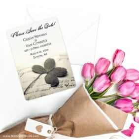 Lucky Clover Save The Date Cards With Envelope