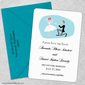 Custom Bride And Groom 5 Save The Date With Optional Color Envelope1