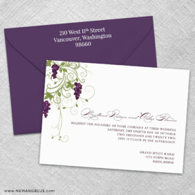 Grapevine 3 Invitation And Color Envelope
