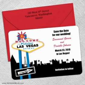 Las Vegas Skyline 5 Save The Date With Optional Color Envelope