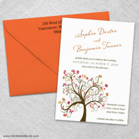 Lovely Leaves 3 Invitation And Color Envelope