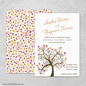 Lovely Leaves 4 Invitation Shown With Back Printing